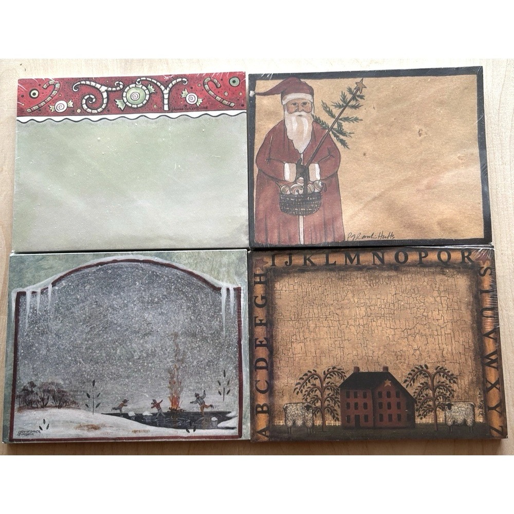 Primitives by Kathy Note Pad LOT of 4 NIP New Folk Art Winter Santa Christmas #1